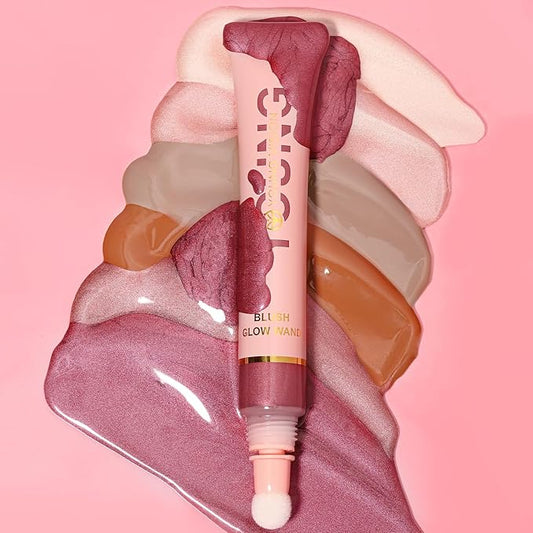 YOUNG VISION Shimmer Blush Wand - Liquid Cream Blush, Radiant Peach Sparkle, 0.33 fl oz