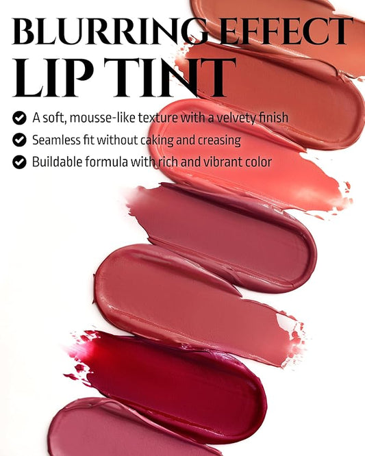 HEVVYMAKEUP Blurring Effect Lip Tint(Moody) - Airy Velvet Matte Lips - Vegan, Longwear, Vibrant, Buildable Creamy Soft Texture - Korean Lip Makeup, Dear Sorbet, 0.13 fl.oz.