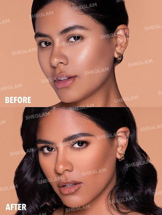 SHEGLAM Sunside Bronzer Powder Contour Long Wear Evenly Pigmented Neutral Warm Tone Sculpting Natural Matte Contour & Bronzer Face Makeup-Sunset Walk