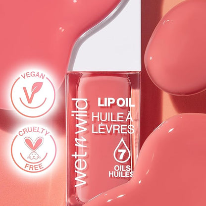 wet n wild Lip Oil - Lightweight, Non-Sticky, Hydrating & Nourishing Formula with 7 Conditioning Oils, Vegan & Cruelty-Free - Fuzzy Pillow
