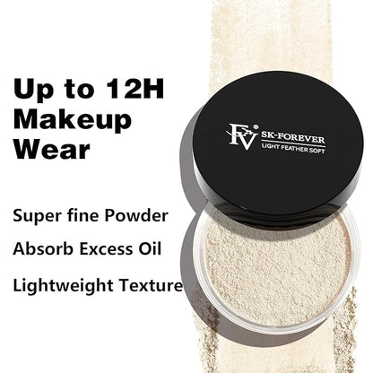 FV Baking Powder, Lightweight Loose Smooth Ivory Setting Powder Highlighter Poreless Longwearing Matte Waterproof Oil Absorb Makeup Powder for Setting with No Flashback 0.35oz(10g)