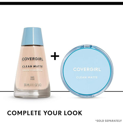COVERGIRL Clean Matte Pressed Powder, Oil Control Powder, 1 container, .35 Fl Oz, Face Powder, Oil Free Loose Powder, Matte Finish, Lightweight, Shine Free Formula, Leaves Skin Smooth and Clean