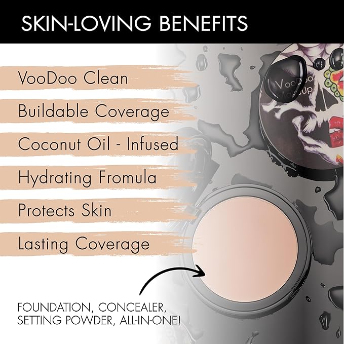 Voodoo Makeup Coconut Cream Foundation in Latte - Cream to Powder Foundation - Wet or Dry Buildable, Lightweight Foundation for Smooth and Even Skin