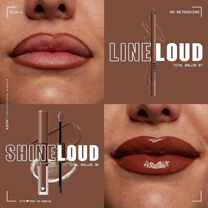 NYX PROFESSIONAL MAKEUP Line Loud Lip Liner, Longwear and Pigmented Lip Pencil with Jojoba Oil & Vitamin E - Total Baller (Rich Warm Brown)