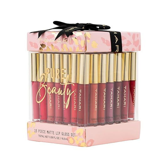 Tahari 15pc Lip Gloss Set – Lip Glosses for Women and Girls, Long-Lasting Color Lip Gloss Collection with Rich Varied Shades (Glitz)