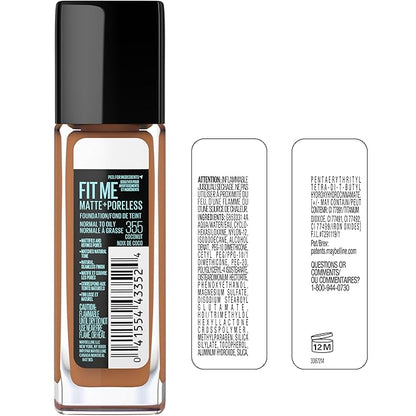 Maybelline Fit Me Matte + Poreless Liquid Oil-Free Foundation Makeup, Deep Golden, 1 Count (Packaging May Vary)