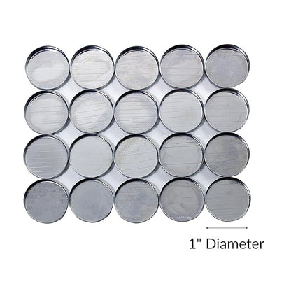 Round Empty Metal Pans for Makeup - 1" inch Diameter (20 pack) For Magnetic Palettes