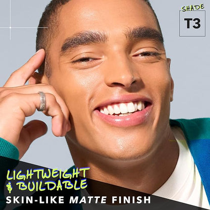 COVER FX Power Play Foundation - Shade T3 - Buildable Full Coverage - Waterproof Sweat-Proof Transfer-Proof - Natural Matte Finish - All Skin Types