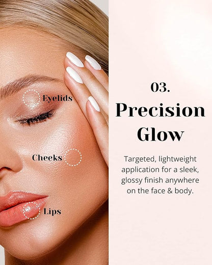 Glint Liquid Gel Highlighter (Glitter Veil, 0.1oz) - Multi-Use Face & Body Gloss for Smooth Glow, Long-Lasting Illuminator Balm for Healthy Radiance. Korean Makeup. Eyes, Cheeks