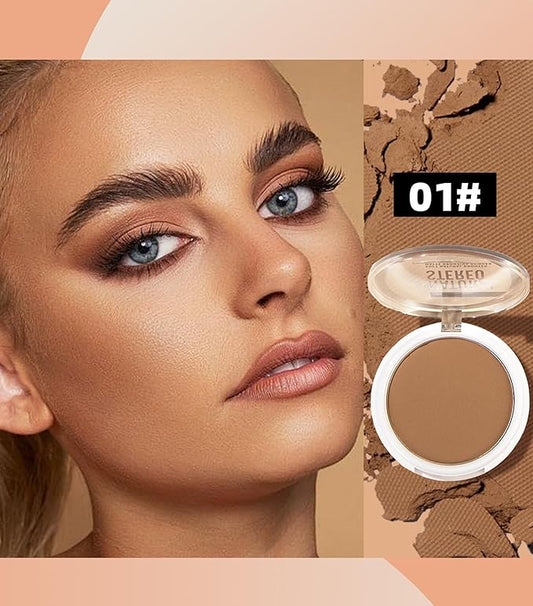 Erinde Bronzer Pressed Powder, Matte Bronzer Face Powder Natural Contour Makeup, Lightweight, Blends Easily, Longwear, Facial Compact Bronzing Powder for Contouring and Sun Kissed Makeup Finish, 01