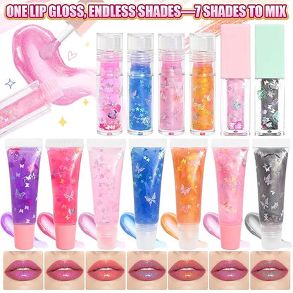 Jcoos Lip Gloss Making kit, Color Changing Lip Oil 64PCS Make Your Own Lip Gloss Kit, Flavored Lip Gloss Moisturizing, Lipgloss Sets for Girls Women Adults Kids Lip Gloss, Christmas Gifts Girl Stuff