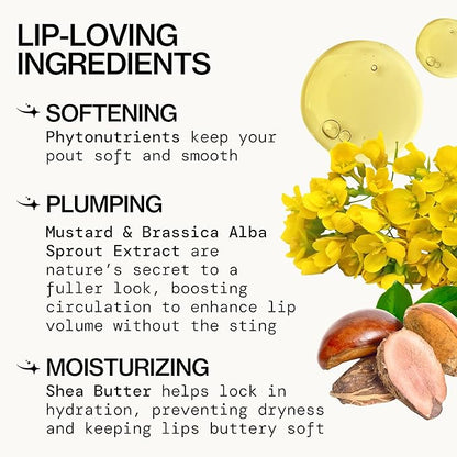 Pacifica Plumping Lip Gloss – Sugar Cake Flavored Shimmering Gold Hydrating Lip Oil Balm, No Tingle Lip Plumper with Shea Butter, Non-Sticky High Shine Sweet Finish, Vegan & Cruelty-Free 0.14oz