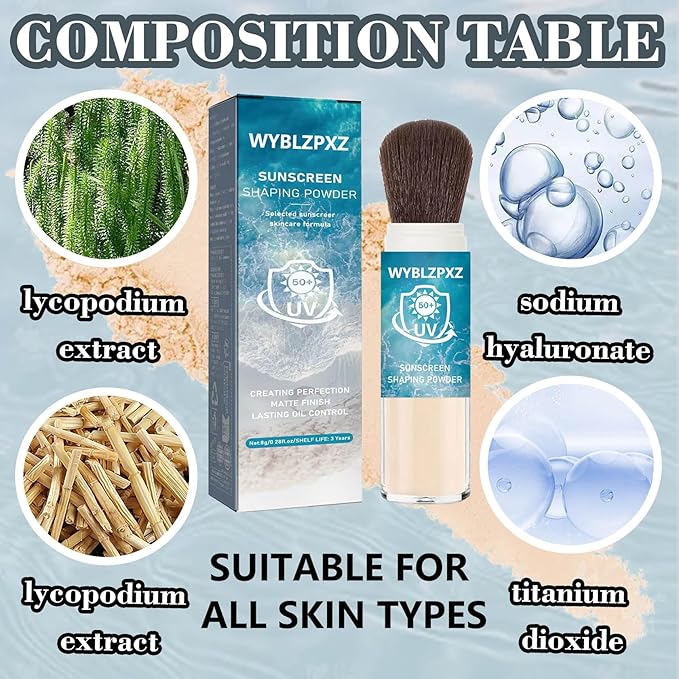 Mineral Facial Powder Sunscreen,SPF50+ PA++++ Loose Setting Sunscreen Powder for Face,Lasting Oil Control Lightweight Brush on Sunscreen for All Skin Types,Matte Concealer Face Setting Powder Makeup