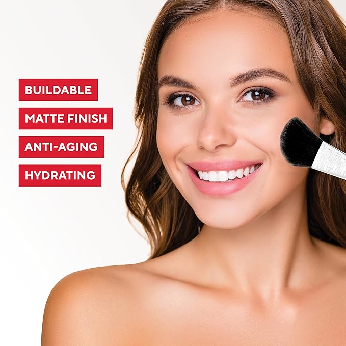 Mirabella Invincible All-in-One Foundation & Setting Powder - Buildable Mineral Blurring Powder Foundation for All Skin Types - HD Matte Finish - Light L8