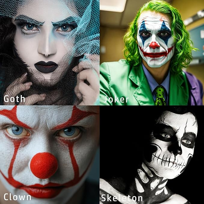 50 ML Goth White Foundation Makeup,Face Body Paint Full Coverage Liquid Color Changing Pale White Foundation,Concealer Color Corrector Halloween Cosplay Sfx Makeup for Clown