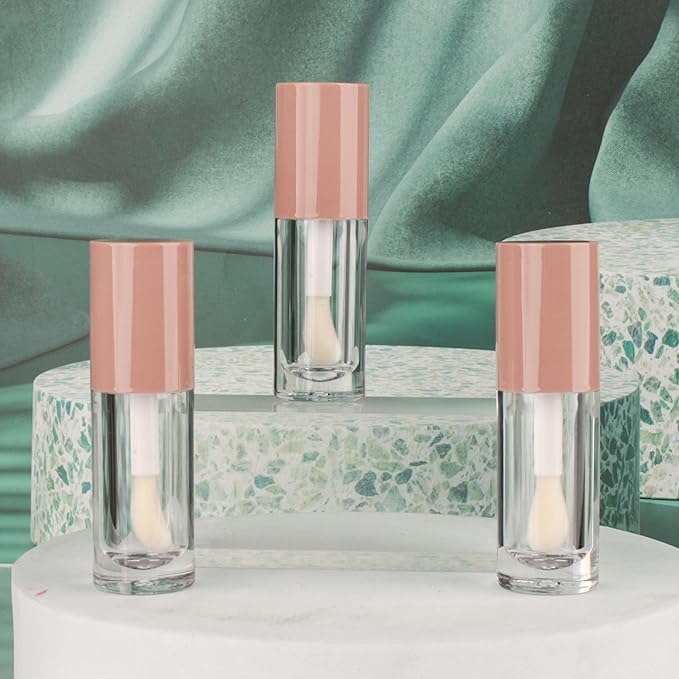 COSIDEA 14pcs Empty 6ml big doe foot wand Chunky lip gloss tubes for DIY lipgloss,Pink round lipgloss containers tubes with thick wand (Nude)