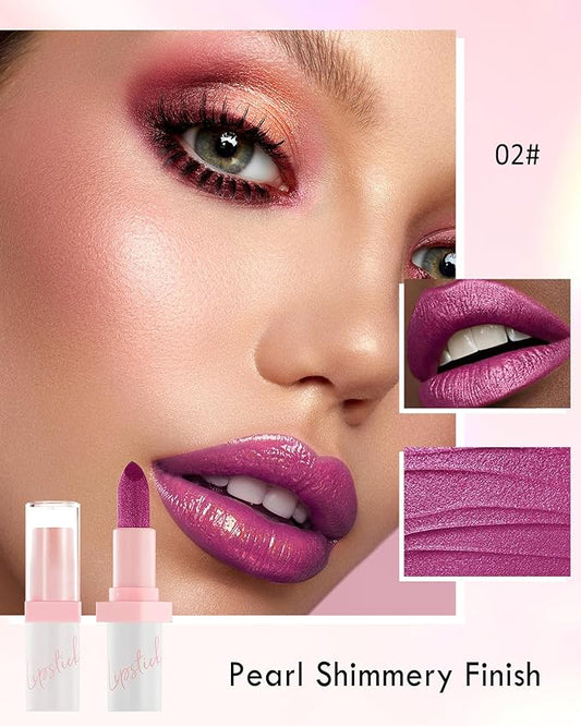 Glitter Lipstick for Women, Shimmer Sparkly Lipstick Long Lasting Waterproof, Diamond Shiny Metallic Matte Lipstick,Non-sticky, Impact Color, Bold Glimmer Glow Lip Gloss, Stage Party Makeup (02#Berry)