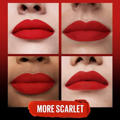 Maybelline Color Sensational Ultimatte Matte Lipstick, Non-Drying, Intense Color Pigment, More Scarlet, Scarlet Red, 1 Count (Pack of 2)