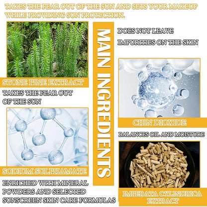 2P Mineral Sunscreen Setting Powder Makeup,SPF 50+ PA++++,Lightweight Breathable Translucent Brush Powder for All Skin,Matte Long Lasting Oil Control Concealer