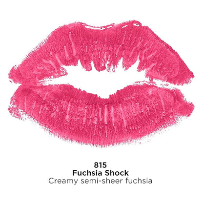 Revlon Super Lustrous Lipstick, Creamy Formula For Soft, Fuller-Looking Lips, Moisturized Feel, Fuchsia Shock (815), 0.15 oz