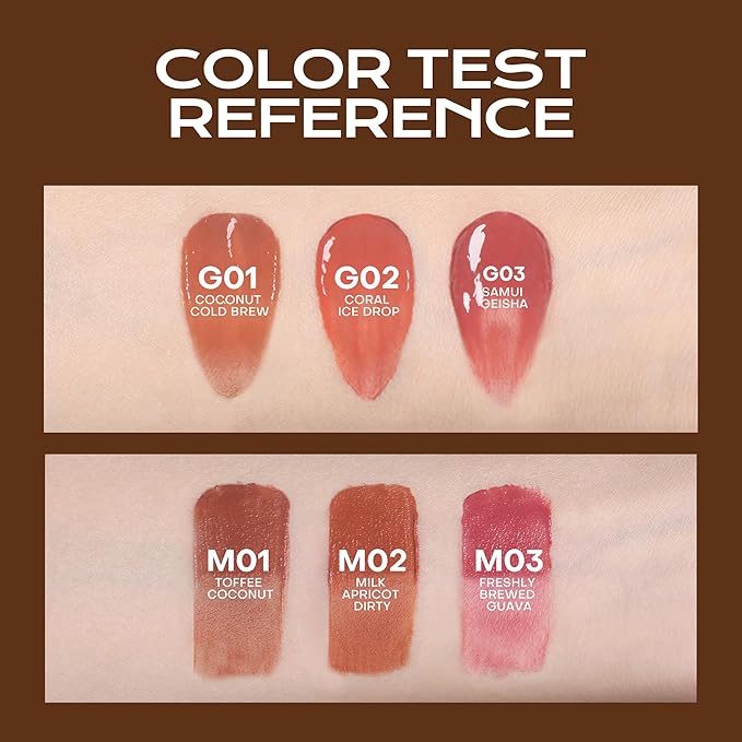 Mistine Cream Lip Gloss Thai latte Long Lasting Lip Gloss Non-sticky Silk Smooth Mist Matte Finish Lip Tint Gloss M01 Toffee Coconut 0.1 fl oz 1 Count