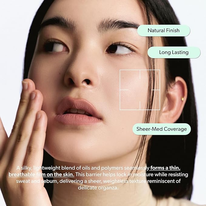 ENTROPY MAKEUP Organza Fit Spatula Foundation, Sheer to Medium Coverage, Built-In Spatula Applicator, Natural Finish, Flawless Skin, Long-Lasting Ultra Lightweight, Korean Makeup, #21.1