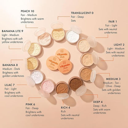 The Beauty Crop Vitamin Babe Setting Powder - Talc-Free Loose Powder for Flawless Finish - Peach Shade - 0.35 oz