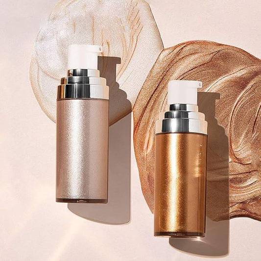 Body Face Luminizer Highlighter Cream Spray Liquid Bronzer Illuminator Glow Glistening Makeup Foundation Cheekbone & Blush Liquid Highlighter Bronzer Smooth Shimmer Glow Makeup(#2 Rose Gold)