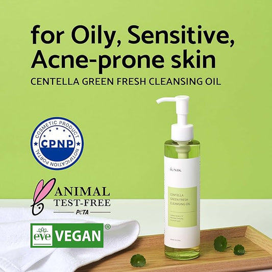 IUNIK Centella Asiatica Cleansing Oil Makeup Sunscreen Remover Mild Cleanser & Tea Tree Relief Facial Serum Non-sticky Non-greasy Gentle Soothing Moisturizing Calming Ampoule Korean Skincare