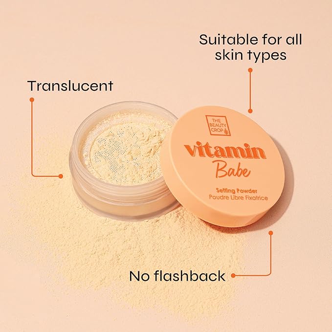 The Beauty Crop Vitamin Babe Setting Powder - Talc-Free Loose Powder for Flawless Finish - Transparent Shade - 0.35 oz