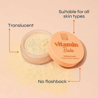 The Beauty Crop Vitamin Babe Setting Powder - Talc-Free Loose Powder for Flawless Finish - Transparent Shade - 0.35 oz
