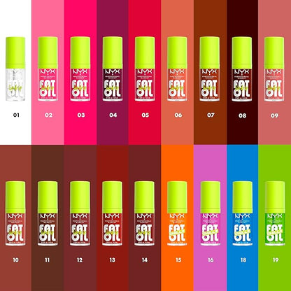 NYX PROFESSIONAL MAKEUP Fat Oil Chillz, Moisturizing, Shiny and Vegan Tinted Lip Gloss - Kiwi Freeze (Sheer Green)