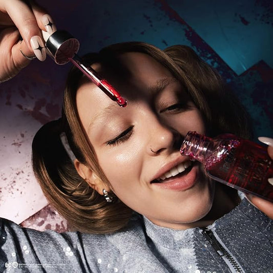 x Harley Quinn Crimson Craze Primer, Hydrating crimson serum-primer that grips makeup for long-wear for a dewy glow finish