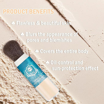 7PCS Mushroom Head Air Cushion CC Cream Foundation,Natural BB Cream Foundation Makeup,Moisturizing One Step Color Corrector,Loose Setting Powder Set with Makeup Sponges A