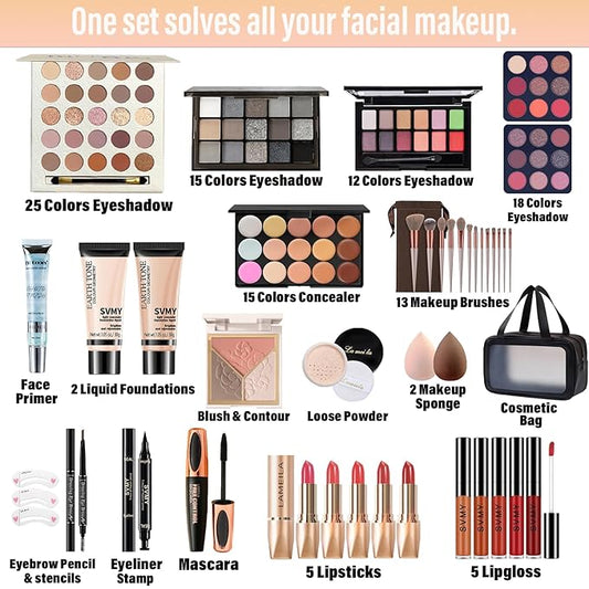 Makeup Set for Women, Travel Makeup Set for Teens & Adults, Makeup Kit for Beginners & Professionals, Makeup Gift Set for Girls, Eyeshadow Palette, Lip Gloss, Make up Set, Face & Eye Make up