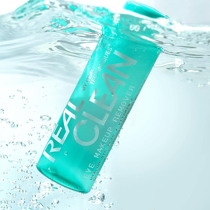 Real Techniques Real Clean In-The-Clear Eye Makeup Remover, Gentle Liquid Makeup Remover, Skin Repair Ingredients, Hyaluronic Acid & Vitamin C, Vegan & Cruelty-Free, 4 fl.oz./110 mL Bottle
