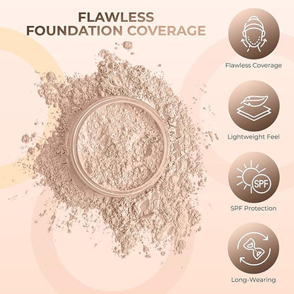 LIGHT Foundation (30g Full Size Sifter Jar) Matte Mineral Makeup Loose Powder Bare Face Full Coverage Long Lasting All Natural Noncomedogenic for All Skin Types Airbrushed Finish SPF 30
