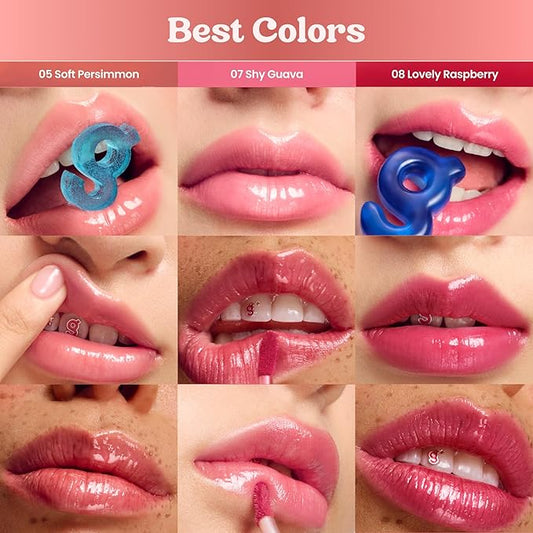 COLORGRAM Fruity Glass Tint 06 Joyful Tomato | | Korean Long Lasting & Waterproof Lip Stain l Glossy Dewy Lip Gloss, Highly Pigmented Bright Red Orange Shade with Glowing effect 0.11 Oz.