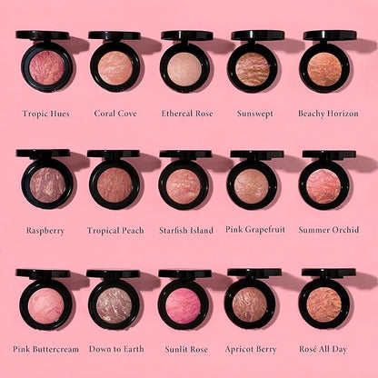 LAURA GELLER NEW YORK Baked Blush-n-Brighten Marbleized Blush + Angled Brush (05 Sunswept, 47mm)