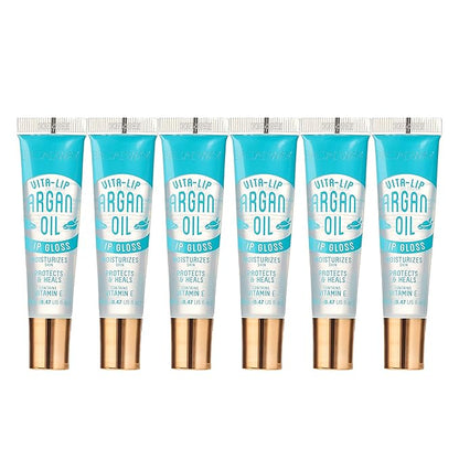 Ruby Kisses Broadway Vita-Lip Clear Lip Gloss (Argan Oil 6 Pack), Ultra-Hydrating & Soothing Formula with Multi-Vitamin Oils, High-Shine Non-Sticky Finish, Protecting Glossy Lip Balm With Vitamin E