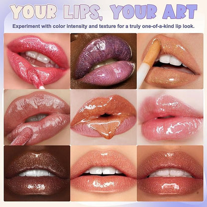 Lip Gloss Making Kit, 58PCS DIY Lip Gloss Kit, Lipgloss Making Kit for Women, Beginner, Girls, Moisturizing Lipgloss Base Moist, Double-Ended Tubes, Jojoba Oil, Tween Girls Gift Trendy Stuff