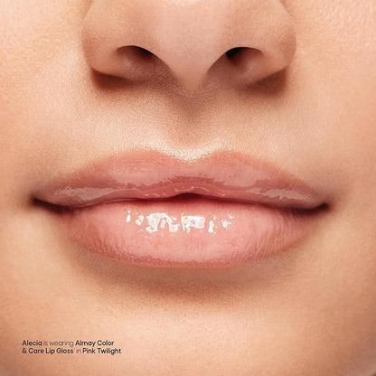 Almay Color & Care Hydrating Lip Gloss, Soft Natural Hues, Prebiotic Complex, Hyaluronic Filling-Sphere Technology, 100 Pink Twilight, 0.1 Fl Oz