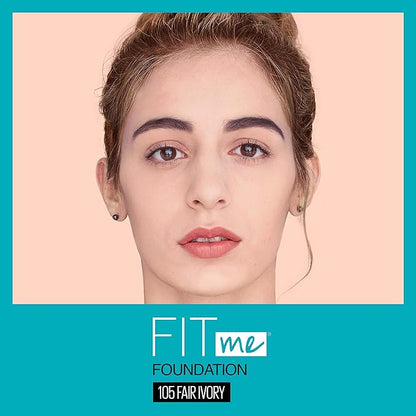 Maybelline New York Fit Me Matte + Poreless Liquid Foundation, Pouch Format, 105 Fair Ivory, 1.3 Ounce