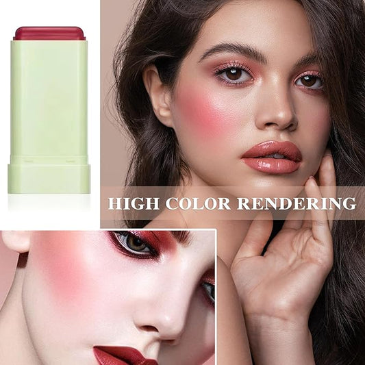 Cream Blush Stick,Waterproof Multi Makeup Cream Stick,Lightweight,Long-lasting,Easy To Use,2 in 2 Multi Blush for Cheeks & Lip Tint & Eyeshadow Makeup,Suitable for All Skin B