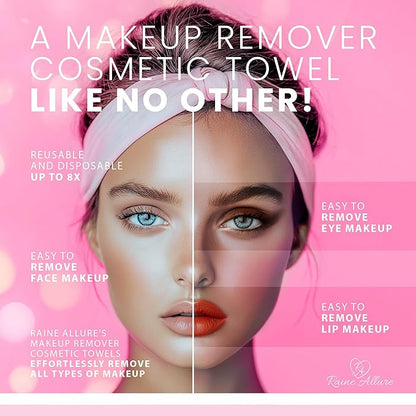 Makeup Remover Cosmetic Towels, Reusable (25 Count, 200 Uses) and Disposable Face Towel, Machine Washable, Ultra Soft, Removes All Types of Makeup, Specifically Made for Face and Body