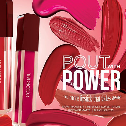 Powerkiss Vegan Matte Lipcolor - Hydrating Matte Lipstick - Talc-Free and Highly Pigmented Liquid Lipstick - 003 Hot Fire - 0.16 oz