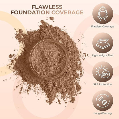 COCOA FOUNDATION Mineral Makeup (20 gram Size Jar) Matte Loose Powder Bare Face Cosmetics Full Coverage Long Lasting All Skin Types SPF 18