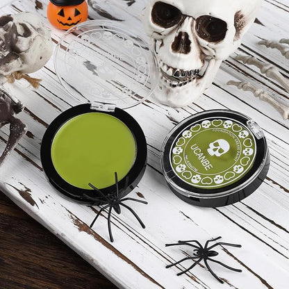 UCANBE Ogre Green Face Body Paint Makeup Foundation, Green Greasepaint for Christmas & St. Patrick's Day, Face Painting Kit for Halloween Monster Witch Goblin Shrek Hulk Gamora SFX Makeup & Costume
