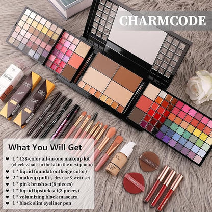 Full Makeup Kit, Makeup Sets for Women Full Kit, All in One Make Up Gift Set for Girls & Women with Eyeshadow,Liquid Lipstick,Foundation,Mascara,Blush,Eyeliner,Contour,Brushes and More