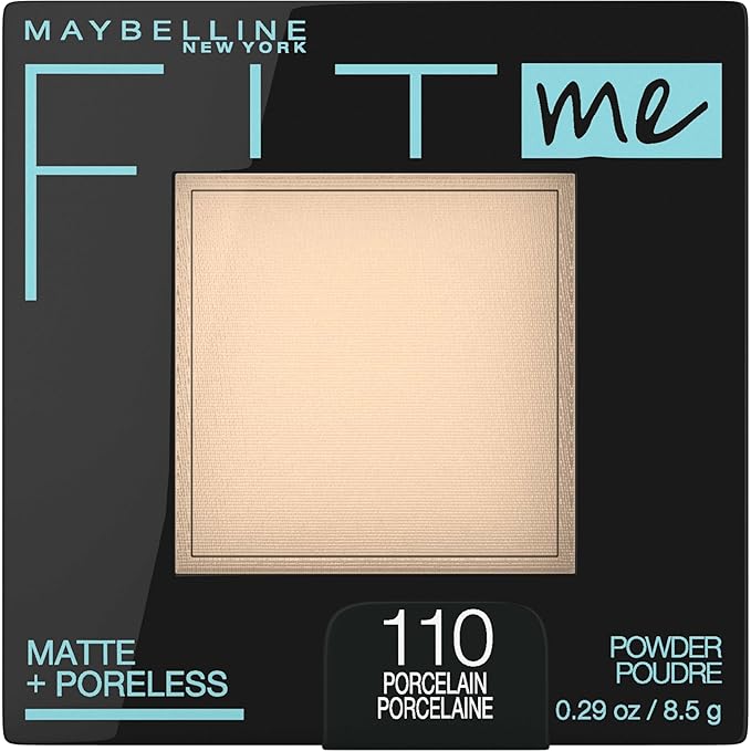 Maybelline Fit Me Matte + Poreless Liquid Foundation Makeup Porcelain 1 Count + Pressed Face Powder Makeup Porcelain 1 Count